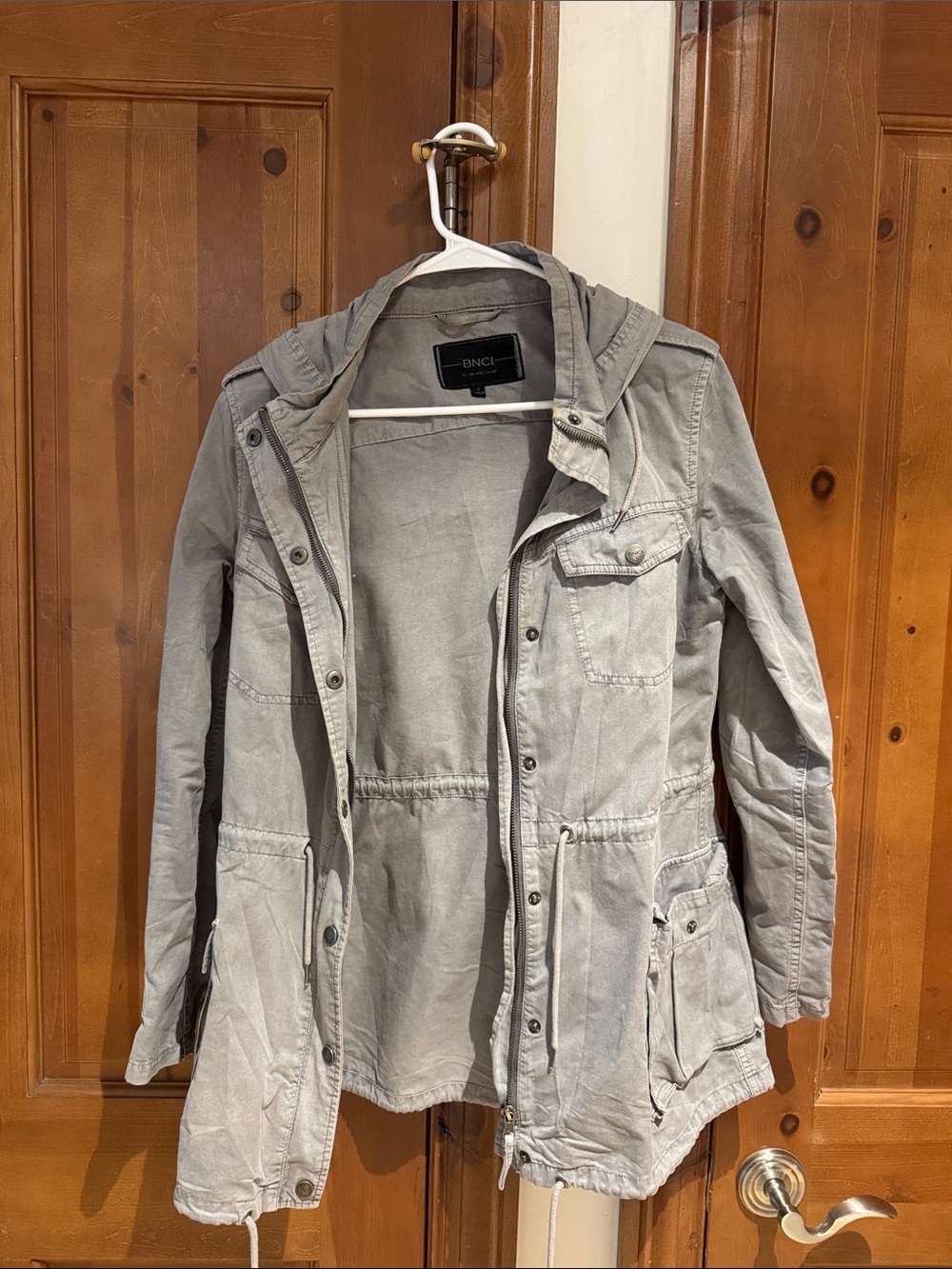 blanc noir Light Gray Hooded Utility Anorak